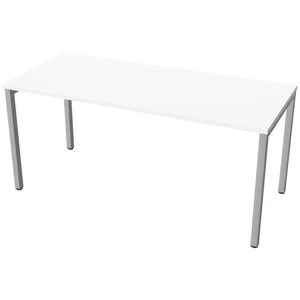 160cm wide with 70cm depth, white top and silver frame