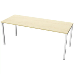 180 cm desk with 70cm depth, maple top and white frame