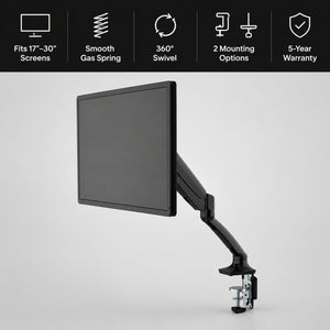 1 screen single monitor arm with gas spring and mounting options
