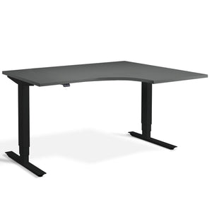 2 leg radial standing desk - Masta with graphite top and black frame
