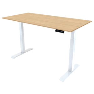 200cm electric standing desk with maple top and white frame