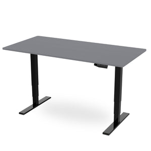 200cm sit stand desk with grey top and black frame