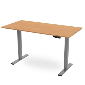 200cm standing desk with beech top and silver frame