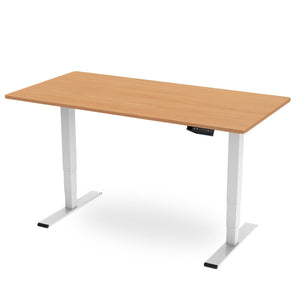 200cm standing desk with beech top and white frame