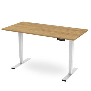 200cm standing desk with oak top and white frame