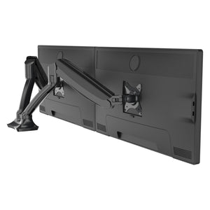 2 screen dual monitor arm mounted behind two monitors