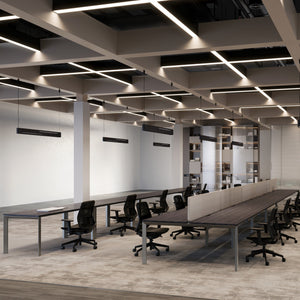 4 Legged Office Desk - Firmo Multiple Single and Dual Desk - Anthracite Frame - Office Setup - Side View