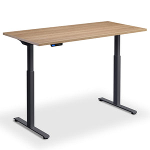 90cm standing desk brown oak top anthracite frame front view