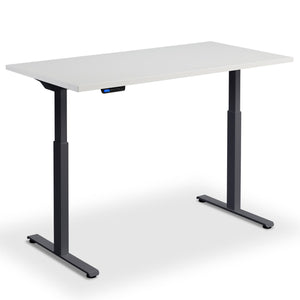 90cm standing desk light grey top anthracite frame view from front