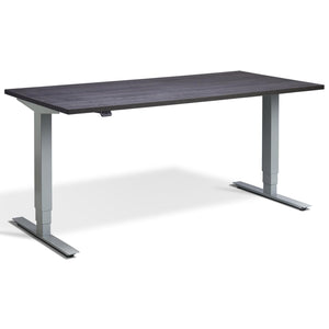 Adjustable Computer Desk - Masta Desk - Silver Frame - Anthracite Sherman Oak Top - Studio Image