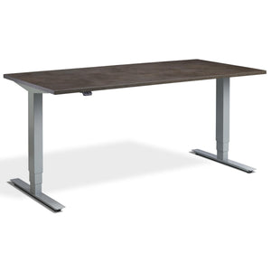 Adjustable Computer Desk - Masta Desk - Silver Frame - Dark Concrete Top - Studio Image