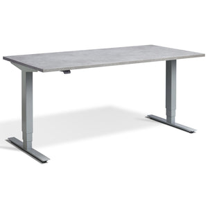 Adjustable Computer Desk - Masta Desk - Silver Frame - Light Concrete Top - Studio Image