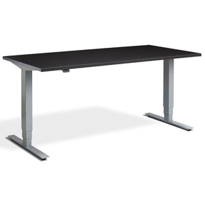 Adjustable Computer Desk - Masta Desk - Silver Frame - Soft Black Top - Studio Image
