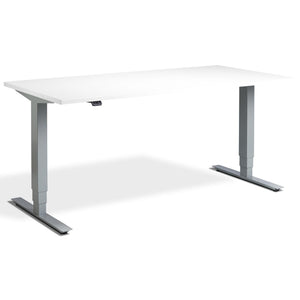 Adjustable Computer Desk - Masta Desk - Silver Frame - White Top - Studio Image