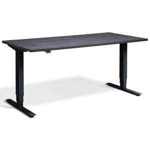 Adjustable Height Computer Desk - Masta Desk - Black Frame - Anthracite Sherman Oak Top - Studio Image