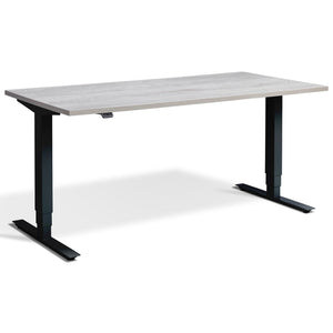 Adjustable Height Computer Desk - Masta Desk - Black Frame - Cascina Pine Top - Studio Image