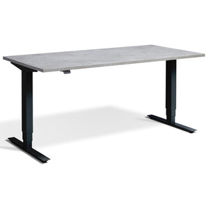 Adjustable Height Computer Desk - Masta Desk - Black Frame - Light Concrete Top - Studio Image