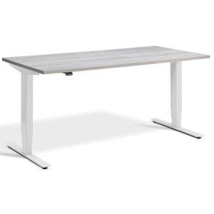 Adjustable Height Computer Desk - Masta Desk - Light Grey Frame - Cascina Pine Top - Studio Image