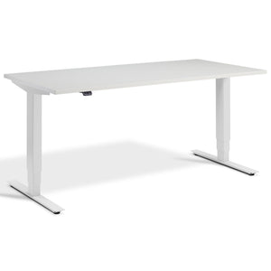 Adjustable Height Computer Desk - Masta Desk - Light Grey Frame - Light Grey Top - Studio Image
