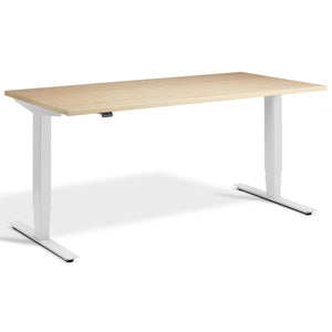 Adjustable Height Computer Desk - Masta Desk - Light Grey Frame - Maple Top - Studio Image
