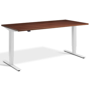 Adjustable Height Computer Desk - Masta Desk - Light Grey Frame - Natural Dijon Walnut Top - Studio Image