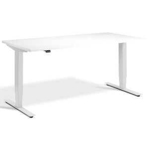 Adjustable Height Computer Desk - Masta Desk - Light Grey Frame - White Top - Studio Image