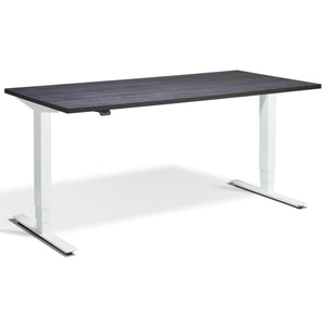 Advance Sit Stand Desk - White Frame - Anthracite Sherman Oak Top - Studio Image