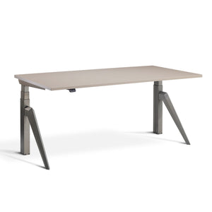 Designer standing desk - Raw Steel Frame and Stone Desk Top, view from the front