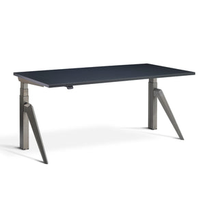 Designer standing desk - Raw Steel Frame and Anthracite Desk Top, view from the front