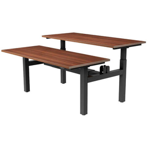 Back to Back Adjustable Desk - Yo Yo Duo - Black Frame - Walnut Top - Studio Image