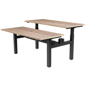 Back to Back Standing Desk - Yo Yo Duo - Black Frame - Timber Top - Studio Image