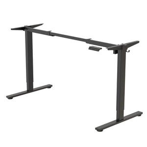 Black motorised desk base with adjustable width