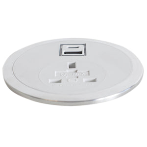 Built In Desk Power Module with USB - White Colour