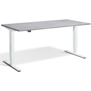 Concrete Height Adjustable Desk - Masta Desk - Light Concrete Top - White Frame - Studio Image