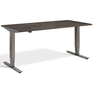 Concrete Sit Stand Desk - Masta Desk - Dark Concrete Top - Raw Steel Frame - Studio Image