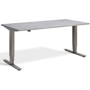Concrete Sit Stand Desk - Masta Desk - Light Concrete Top - Raw Steel Frame - Studio Image