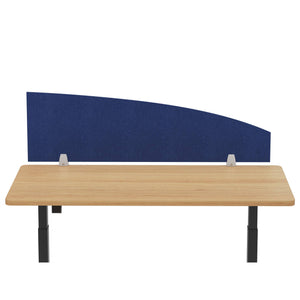 Curved Office Desk Partition - Blue Colour - Installed on Desk