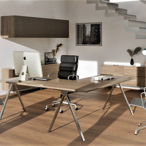 Custom Size Desk Frame - Mocha Fixed Desk Frame - Office Setup