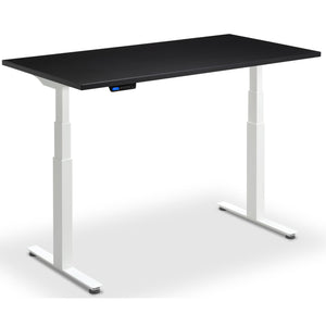 Custom Size Height Adjustable Desk - Rize-Fit - White Frame - Black Top - Studio Image