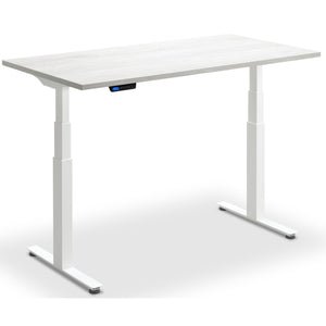 Custom Size Height Adjustable Desk - Rize-Fit - White Frame - Cascina Pine Top - Studio Image