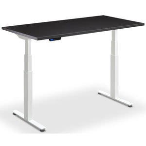 Custom Size Height Adjustable Desk - Rize-Fit - White Frame - Soft Black Top - Studio Image