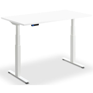 Custom Size Height Adjustable Desk - Rize-Fit - White Frame - White Top - Studio Image