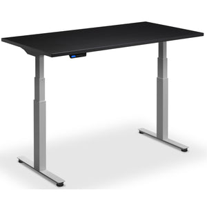 Custom Size Sit Stand Desk - Rize-Fit - Silver Frame - Black Top - Studio Image