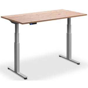 Custom Size Sit Stand Desk - Rize-Fit - Silver Frame - Timber Top - Studio Image