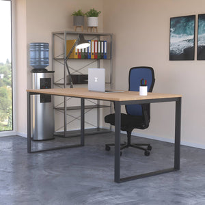 Customisable Desk Frame - Showing the Anthracite Frame with Top - Office Setup