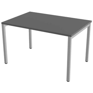 Desk 100cm wide with 80cm depth, graphite top and silver frame