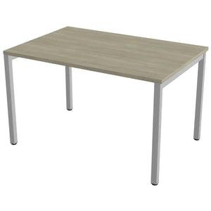 Desk 120cm wide with 80cm depth, Arctic Oak top and silver frame