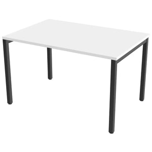 Desk 120cm wide with 80cm depth, white top and black frame