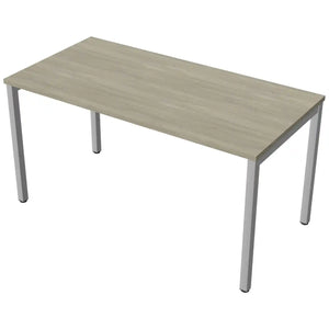 Desk 140cm wide with 70cm depth, Arctic Oak top and silver frame