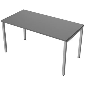 Desk 140cm wide with 70cm depth, graphite top and silver frame
